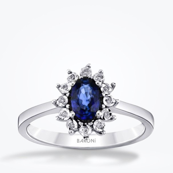 0.56 Karat Pırlanta Safir Yüzük - Baroni Diamond