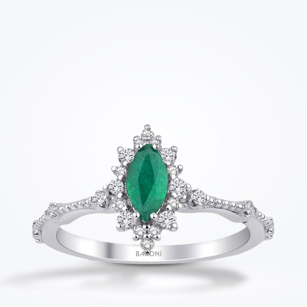0.60 Karat Pırlanta Zümrüt Yüzük - Baroni Diamond