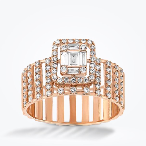 0.61 Karat Pırlanta Baget Trend Yüzük - Baroni Diamond