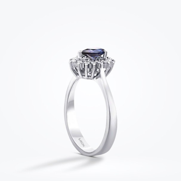 0.64 Karat Pırlanta Damla Safir Yüzük - Baroni Diamond (1)