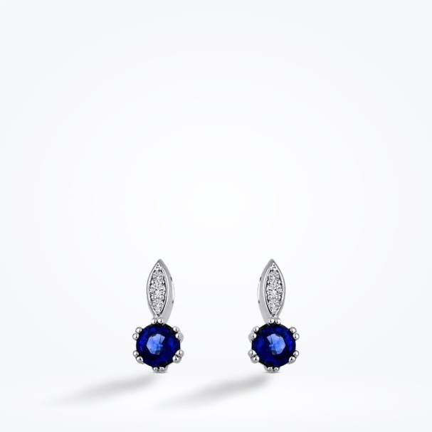 0.64 Karat Pırlanta Safir Küpe - Baroni Diamond (1)