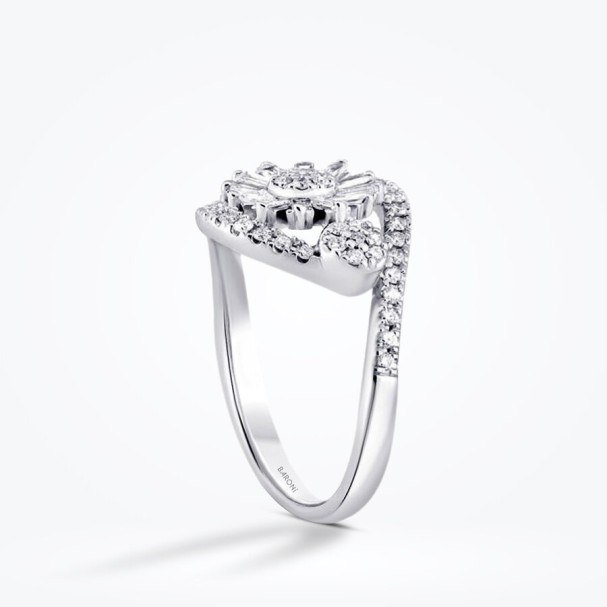 0.67 Karat Pırlanta Baget Çiçek Yüzük - Baroni Diamond (1)