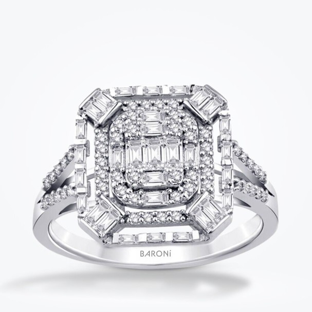 0.67 Karat Pırlanta Baget Yüzük - Baroni Diamond