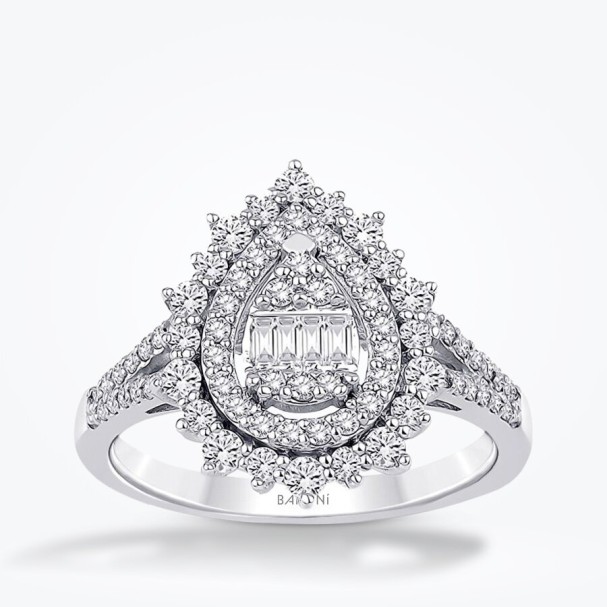 0.67 Karat Pırlanta Damla Baget Yüzük - Baroni Diamond