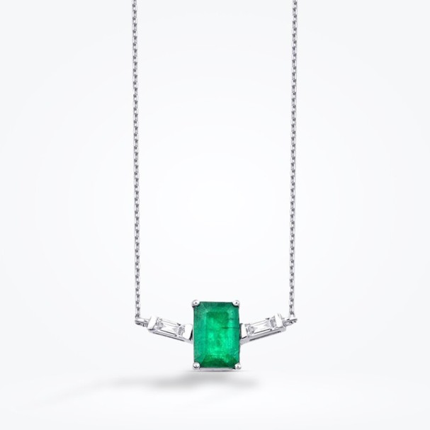 0.69 Karat Pırlanta Zümrüt Kolye - Baroni Diamond
