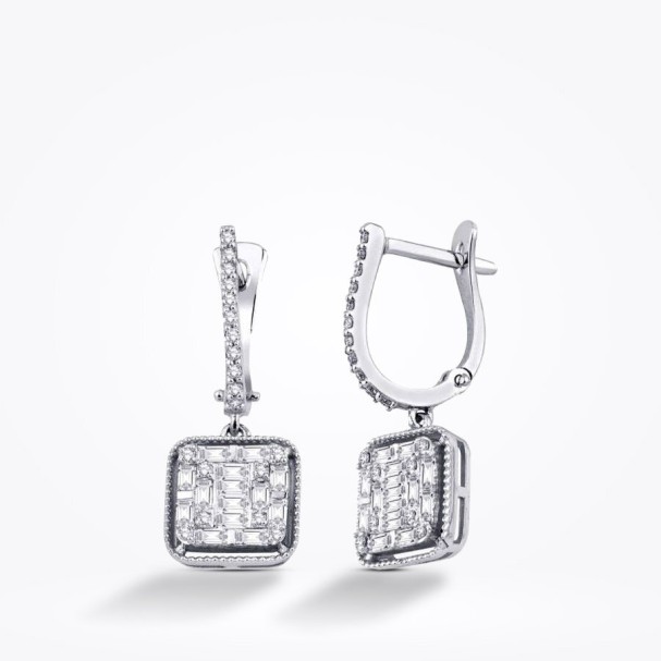 0.70 Karat Pırlanta Baget Küpe - Baroni Diamond