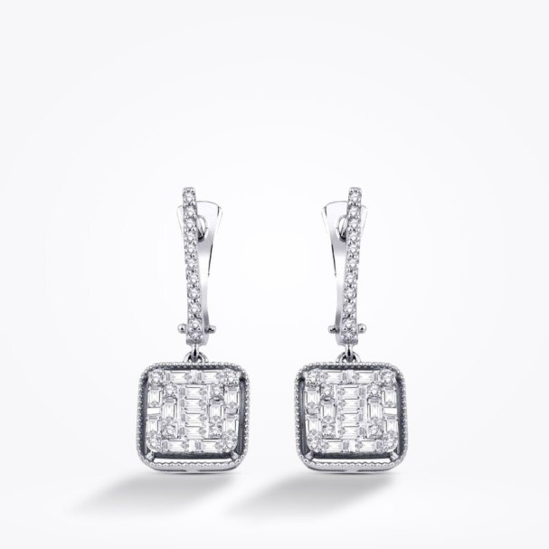 0.70 Karat Pırlanta Baget Küpe - Baroni Diamond (1)