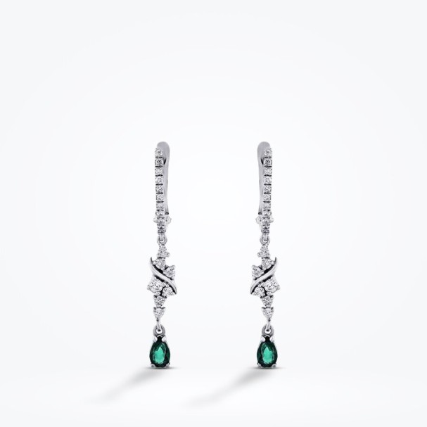 0.70 Karat Pırlanta Zümrüt Küpe - Baroni Diamond (1)