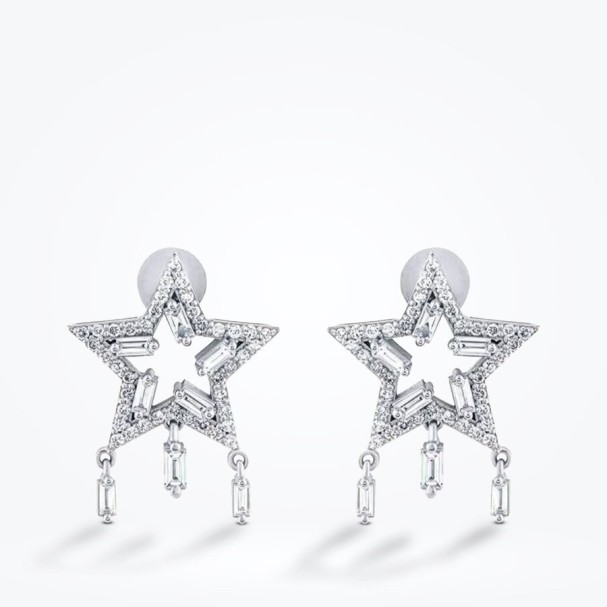 0.71 Karat Pırlanta Baget Yıldız Küpe - Baroni Diamond (1)