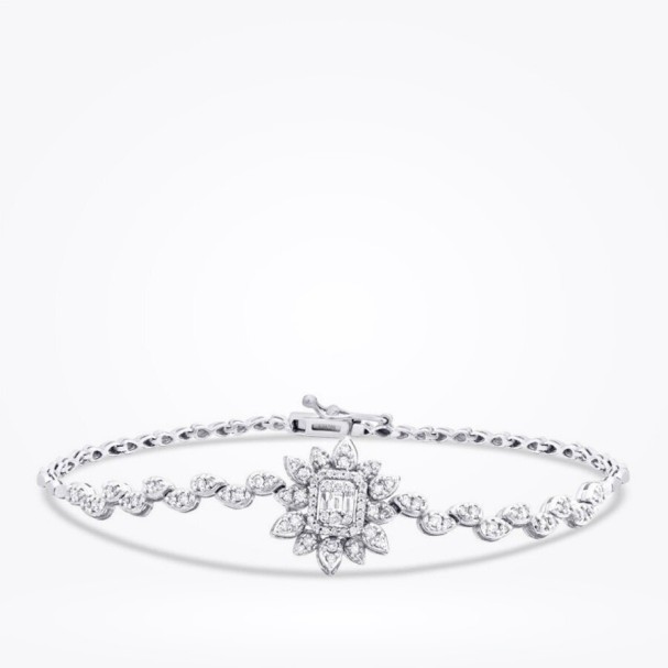 0.73 Karat Pırlanta Baget Çiçek Bileklik - Baroni Diamond