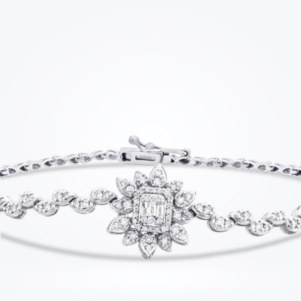 0.73 Karat Pırlanta Baget Çiçek Bileklik - Baroni Diamond (1)