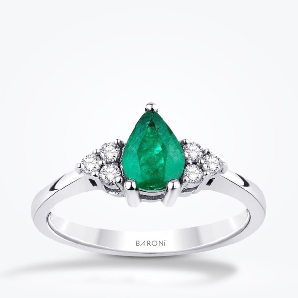 0.75 Karat Pırlanta Zümrüt Yüzük - Baroni Diamond