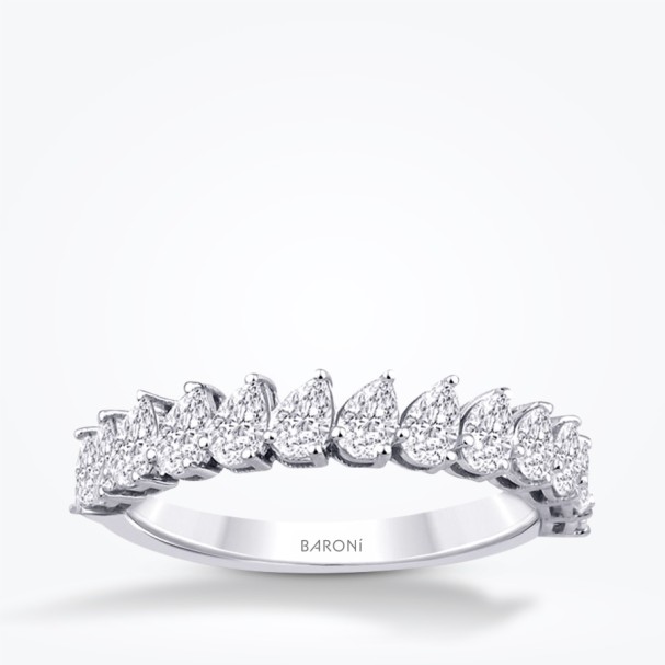 0.76 Karat Pırlanta Damla Yarımtur Yüzük - Baroni Diamond
