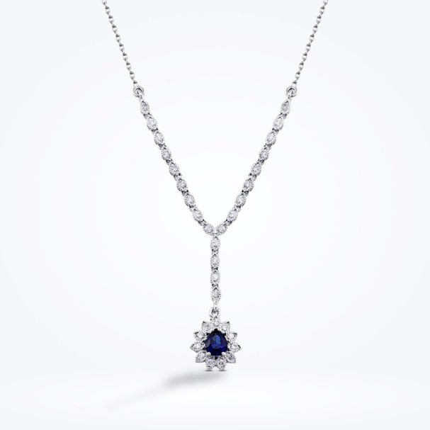 0.78 Karat Pırlanta Safir Kolye - Baroni Diamond