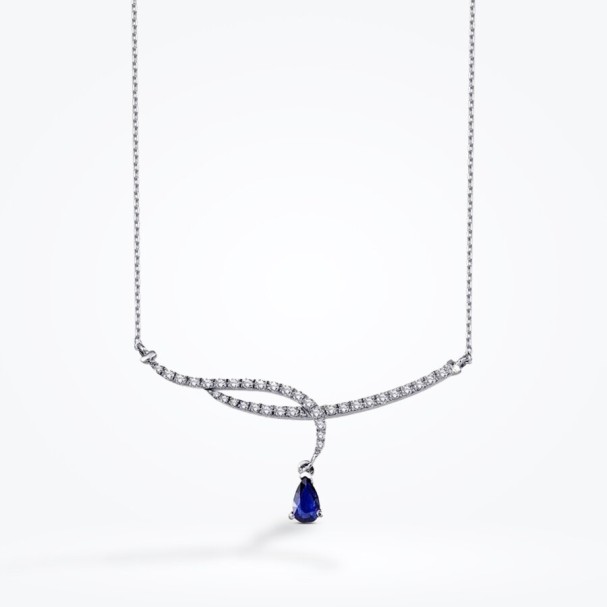 0.79 Karat Pırlanta Safir Kolye - Baroni Diamond