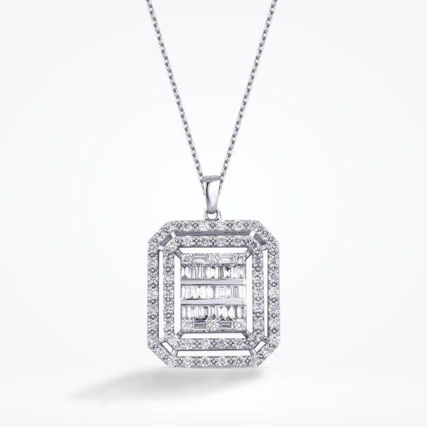 0.81 Karat Pırlanta Baget Kolye - Baroni Diamond