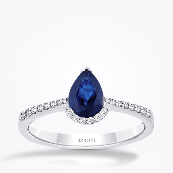 0.85 Karat Pırlanta Safir Yüzük - Baroni Diamond