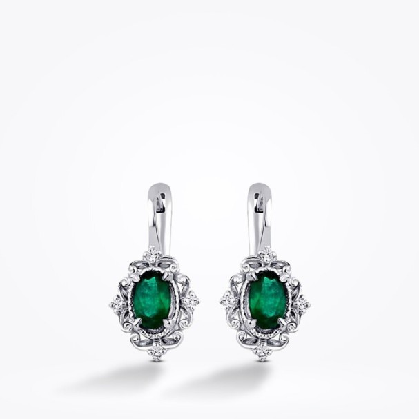 0.85 Karat Pırlanta Zümrüt Küpe - Baroni Diamond (1)