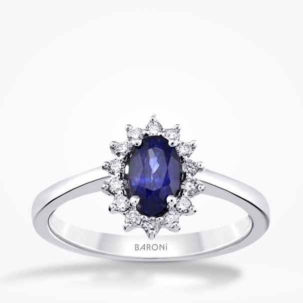 0.86 Karat Pırlanta Safir Yüzük - Baroni Diamond