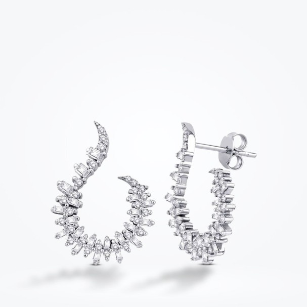 0.88 Karat Pırlanta Baget Küpe - Baroni Diamond