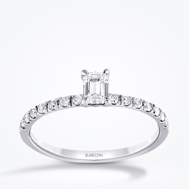 0.89 Karat Pırlanta Baget Tektaş Yüzük - Baroni Diamond