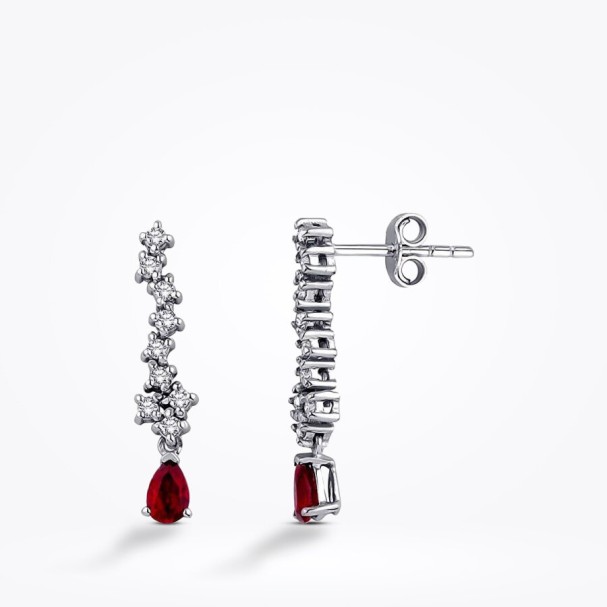 0.89 Karat Pırlanta Yakut Küpe - Baroni Diamond