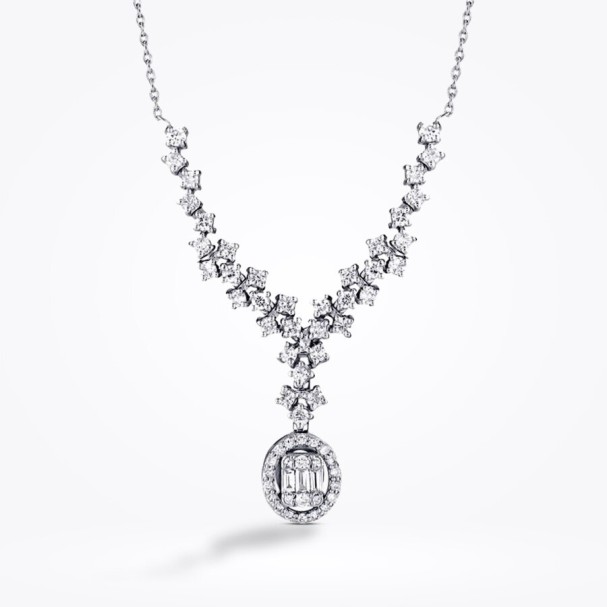 0.90 Karat Pırlanta Baget Kolye - Baroni Diamond