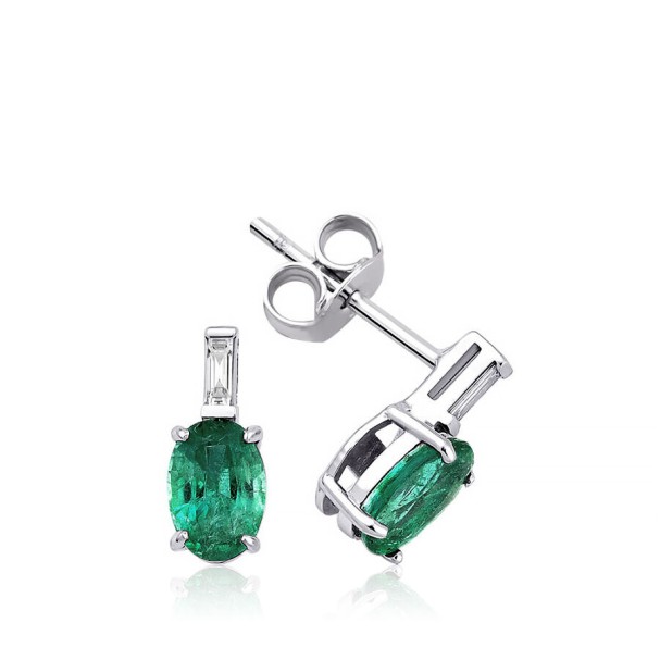 0.91 Karat Pırlanta Zümrüt Küpe - Baroni Diamond