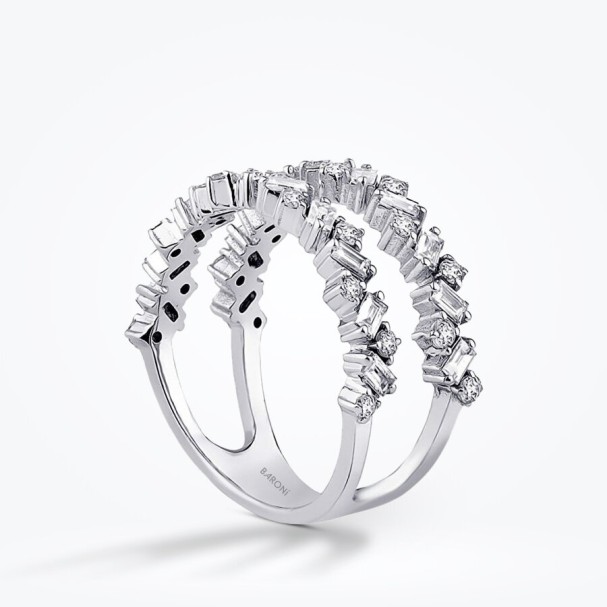 0.92 Karat Pırlanta Çift Sıra Baget Yüzük - Baroni Diamond (1)
