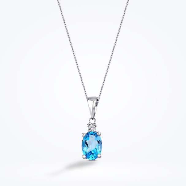 0.93 Karat Pırlanta Blue Topaz Kolye - Baroni Diamond