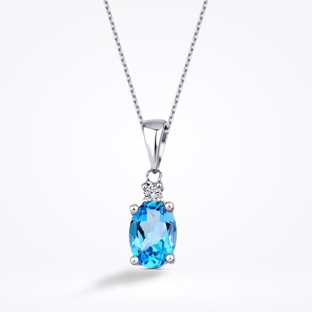 0.93 Karat Pırlanta Blue Topaz Kolye - Baroni Diamond (1)