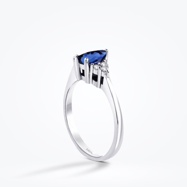 0.93 Karat Pırlanta Damla Safir Yüzük - Baroni Diamond (1)