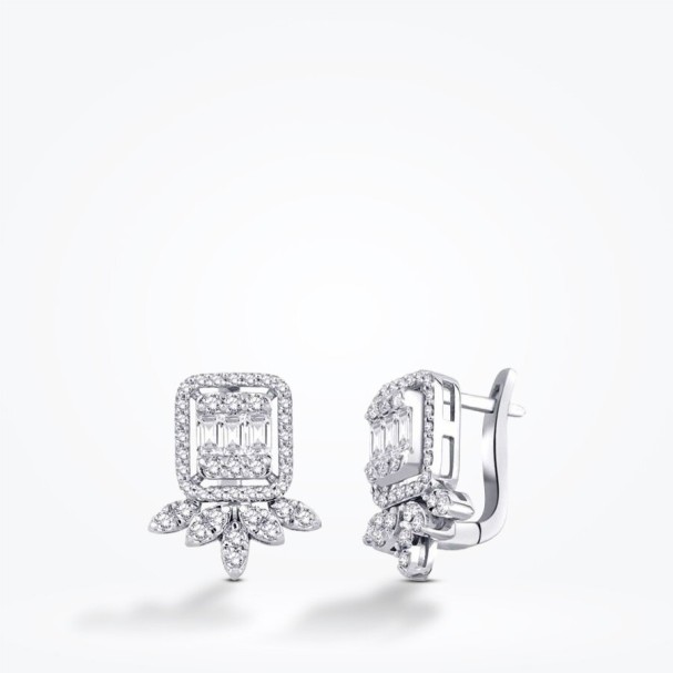 0.95 Karat Pırlanta Baget Küpe - Baroni Diamond