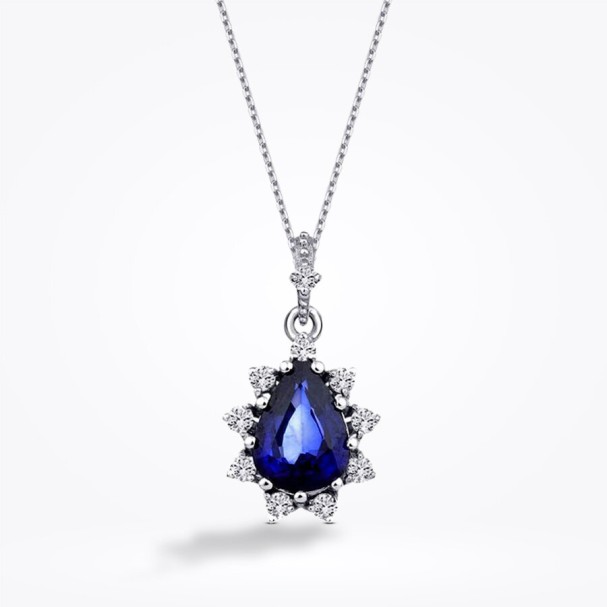 0.96 Karat Pırlanta Safir Kolye - Baroni Diamond