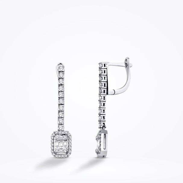 0.99 Karat Pırlanta Baget Küpe - Baroni Diamond