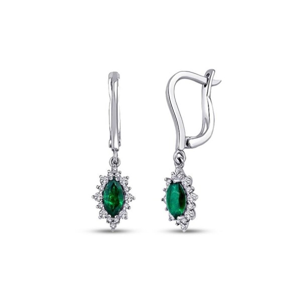 0.99 Karat Pırlanta Zümrüt Küpe - Baroni Diamond