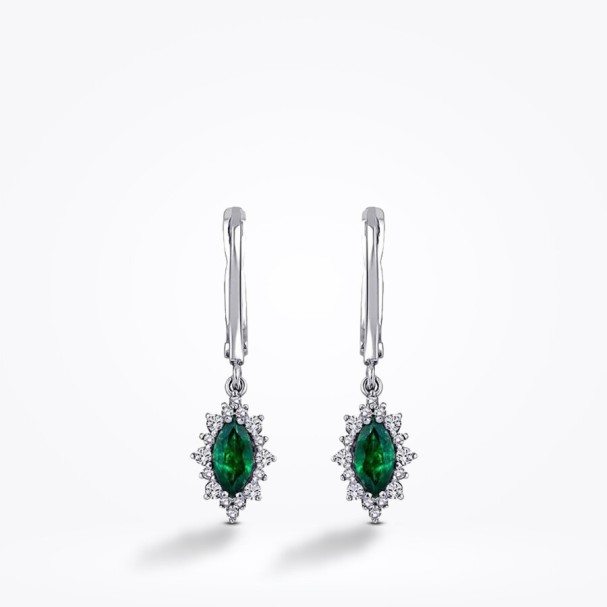 0.99 Karat Pırlanta Zümrüt Küpe - Baroni Diamond (1)