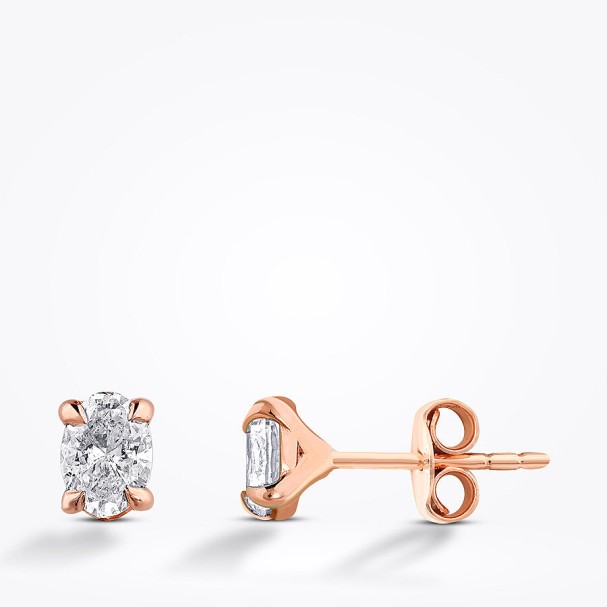 1.00 Karat Pırlanta Oval Tektaş Küpe - Baroni Diamond