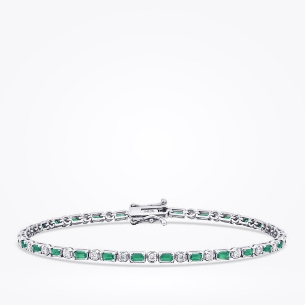 1.63 Karat Pırlanta Zümrüt Bileklik - Baroni Diamond