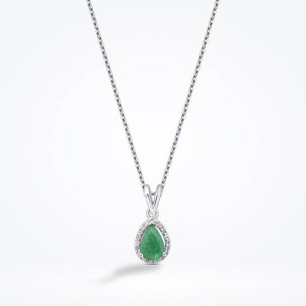 1.76 Karat Pırlanta Damla Taşlı Zümrüt Kolye - Baroni Diamond (1)