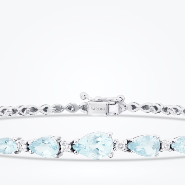 1.99 Karat Pırlanta Aquamarin Damla Bileklik - Baroni Diamond (1)