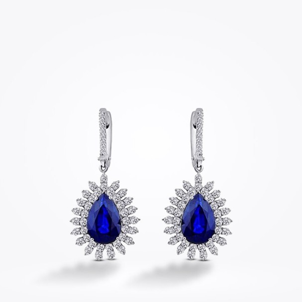 10.03 Karat Pırlanta Safir Küpe - Baroni Diamond (1)