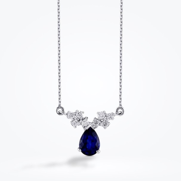 1.02 Karat Pırlanta Safir Damla Kolye - Baroni Diamond (1)