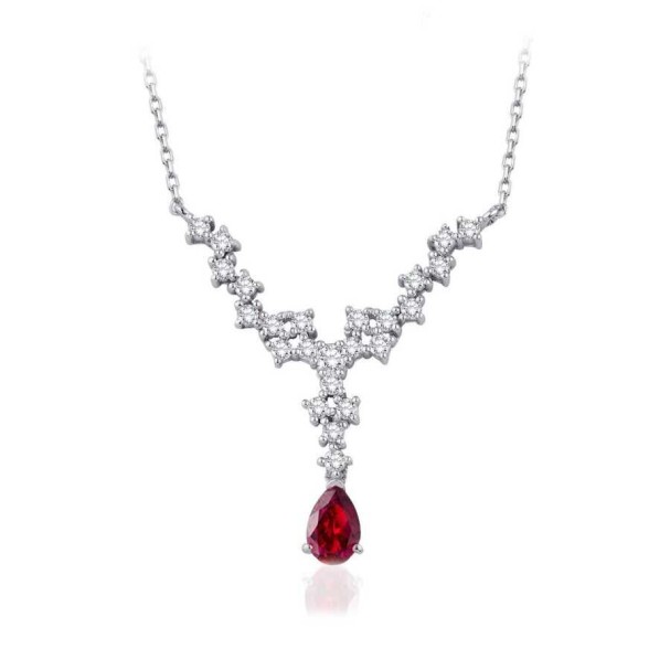 1.04 Karat Pırlanta Yakut Damla Kolye - Baroni Diamond