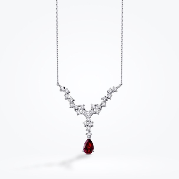 1.04 Karat Pırlanta Yakut Damla Kolye - Baroni Diamond