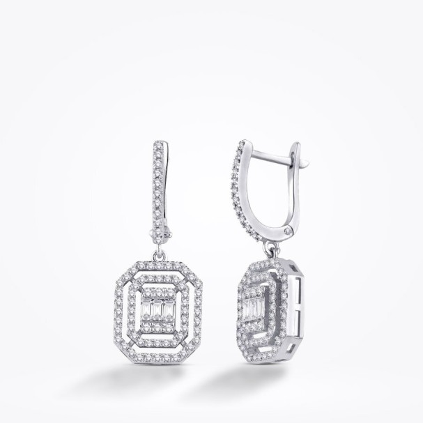 1.11 Karat Pırlanta Baget Küpe - Baroni Diamond