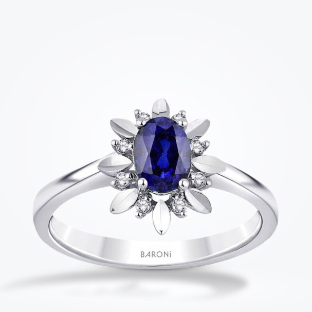 1.12 Karat Pırlanta Safir Yüzük - Baroni Diamond