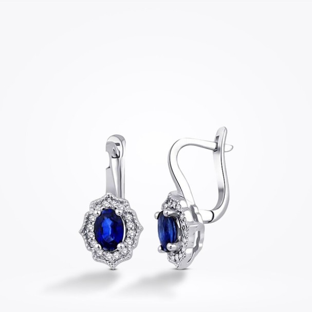 1.15 Karat Pırlanta Safir Küpe - Baroni Diamond