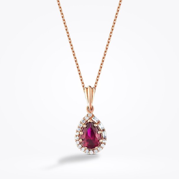 1.18 Karat Pırlanta Damla Yakut Kolye - Baroni Diamond (1)