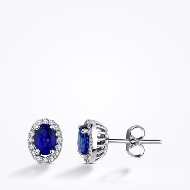 1.19 Karat Pırlanta Safir Küpe - Baroni Diamond
